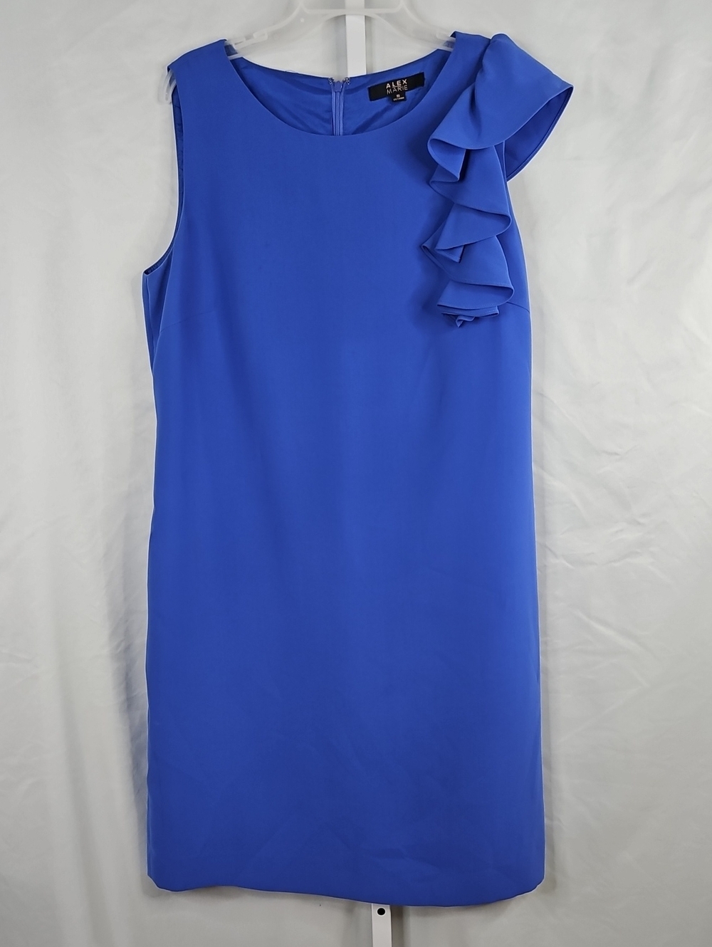 Alex Marie Cobalt Blue One-Shoulder Ruffle Shift Dress